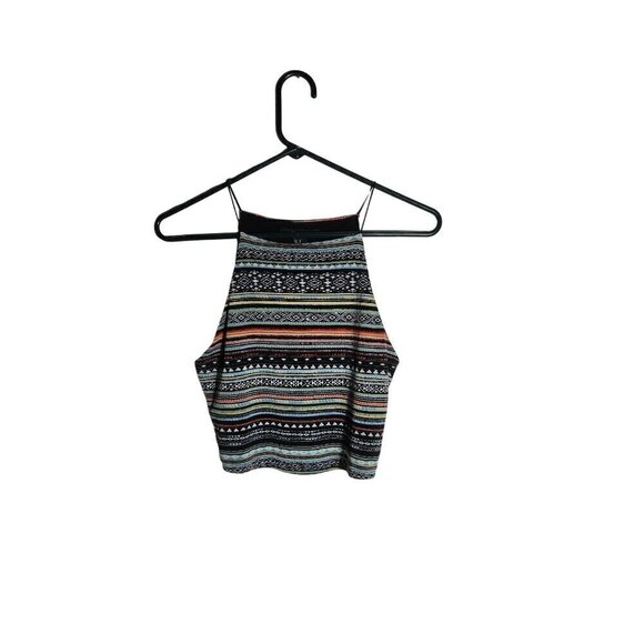 Forever 21 Striped Sleeveless Crop Top Black Medium - Picture 1 of 4